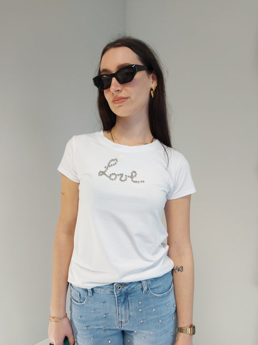 T-shirt Mezza Manica con Scritta Love